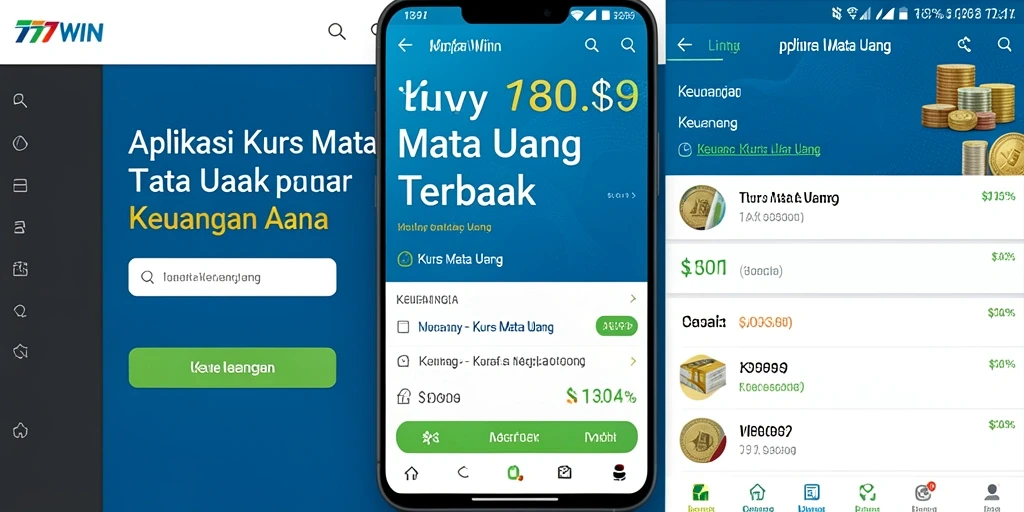 Antarmuka aplikasi 777WIN menampilkan grafik nilai tukar mata uang secara real-time.