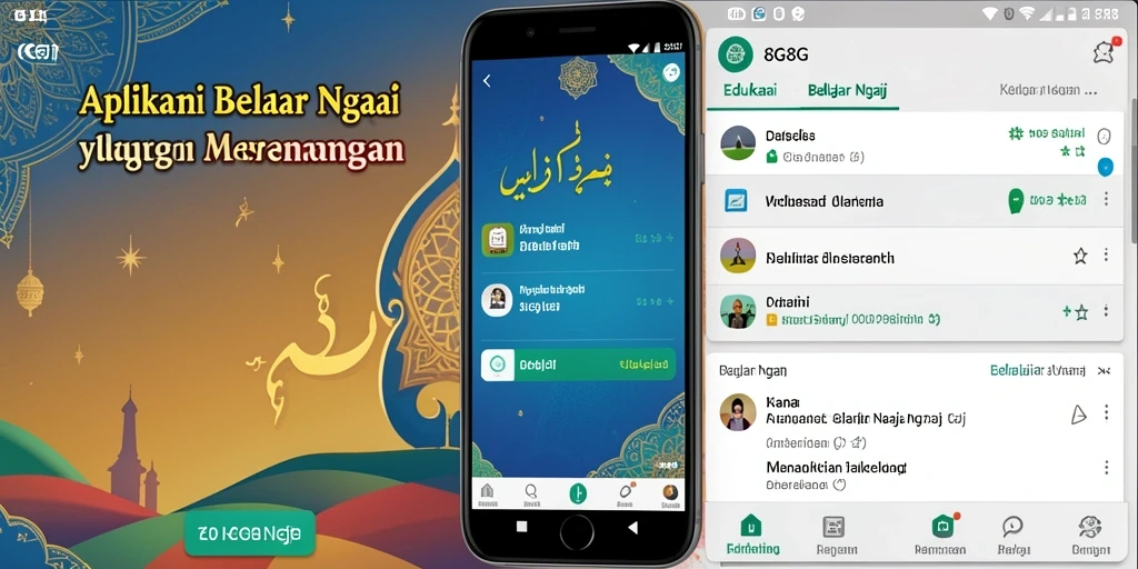 Tampilan antarmuka aplikasi 8G8G yang ramah pengguna untuk belajar ngaji.