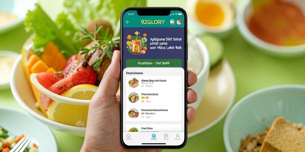 Antarmuka aplikasi Diet Sehat 92GLORY yang menarik dan mudah digunakan.