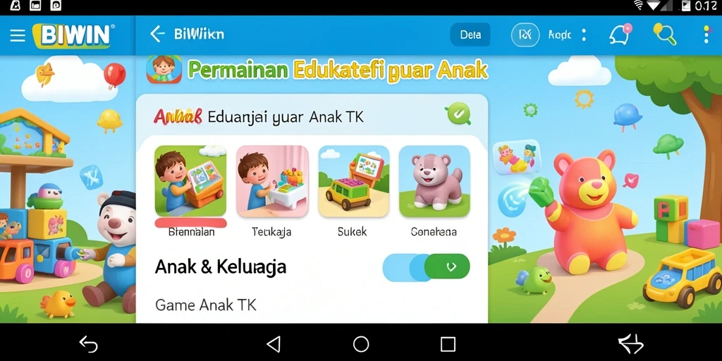 Tampilan antarmuka BIWIN yang cerah dan ramah anak.