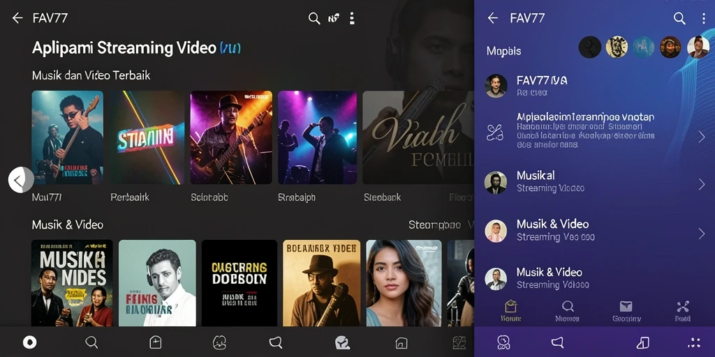 Tampilan antarmuka FAV77 dengan fungsi Streaming Video yang menarik.