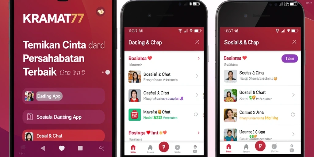Tampilan antarmuka utama KRAMAT77 untuk aplikasi Dating App.