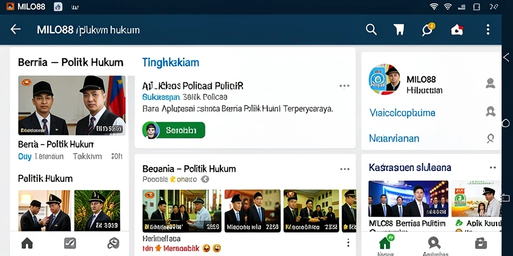 Screenshot utama MILO88 dengan tampilan berita politik dan hukum.