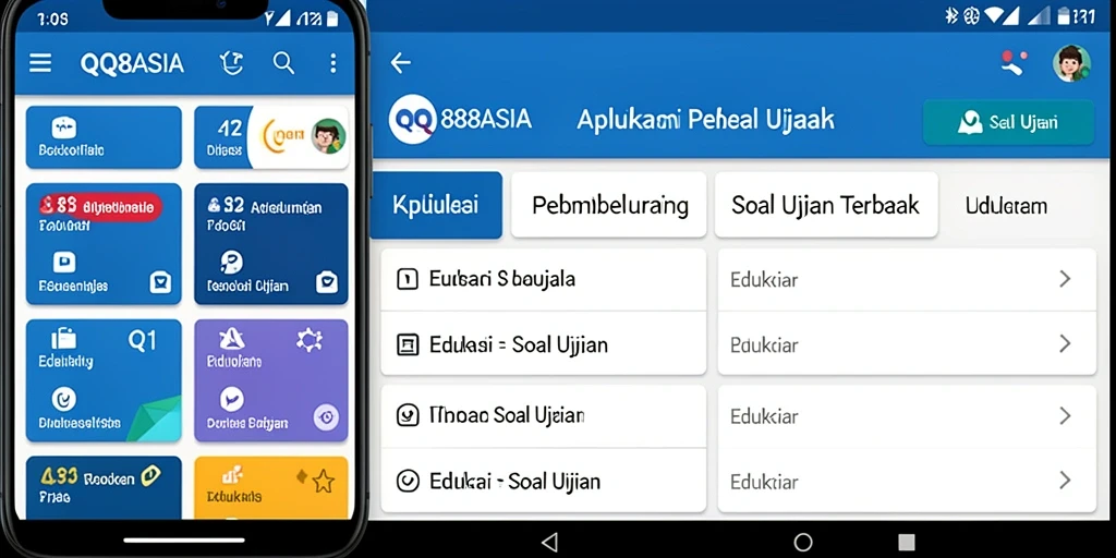 Tampilan antarmuka aplikasi QQ88ASIA untuk soal ujian.
