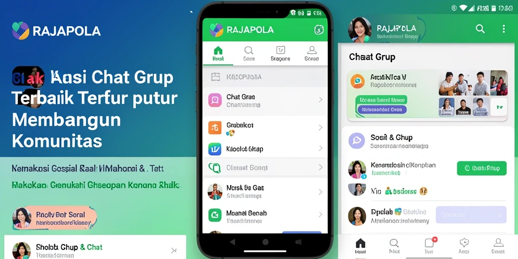 Tampilan antarmuka RAJAPOLA dengan fitur grup chat yang menarik.